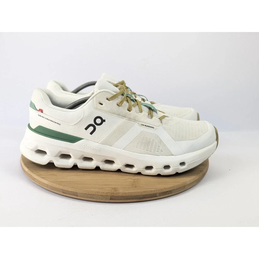 On Cloud Cloudrunner 2 Mens 12.5 M White Green Running Shoes Athletic Sneakers